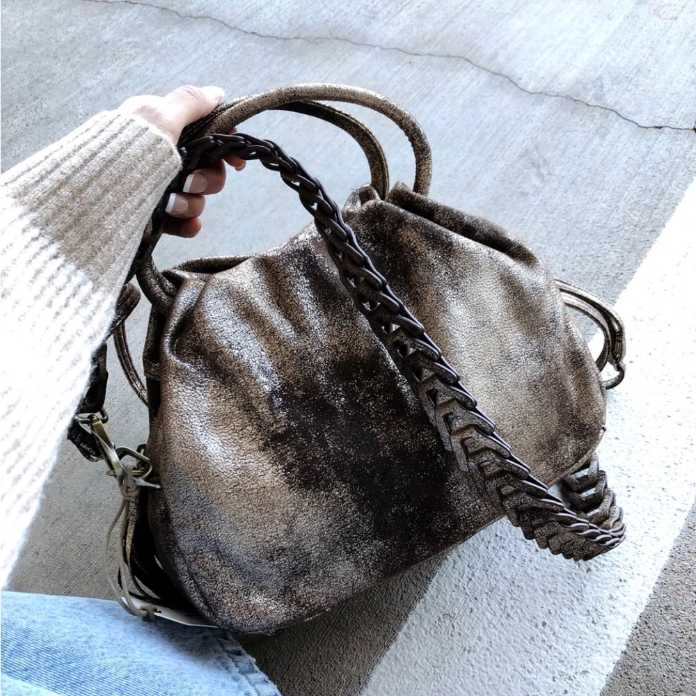 Hobo Darling Small satchel Metallic Brown Leather Shoulder/crossbody bag~